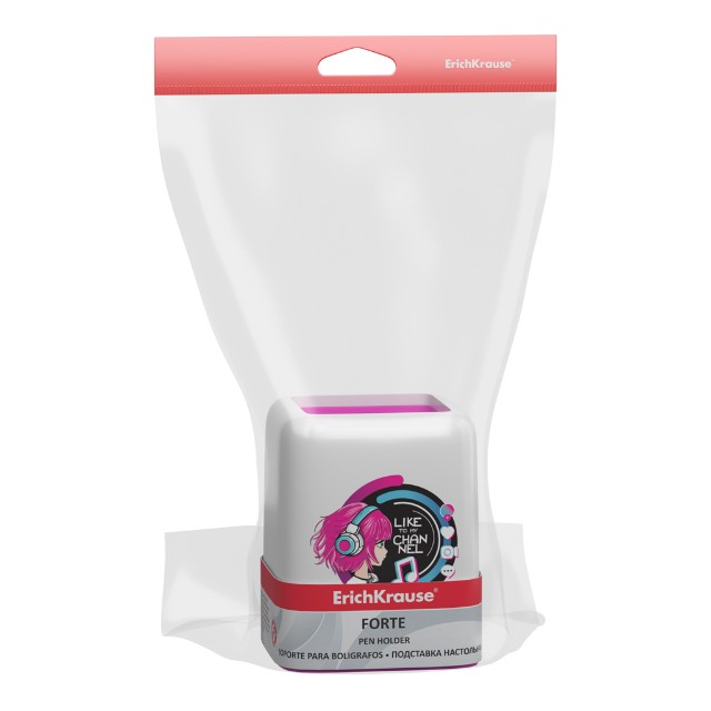 Подставка д/пиш. принадл. Стакан EK Forte, Top Blogger, белая с розовой неоновой вставкой 1отд Превью 1