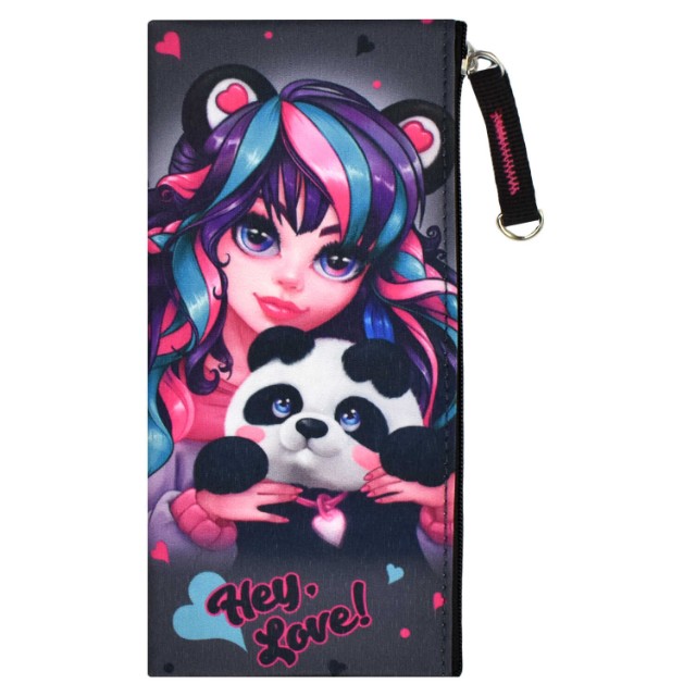 Пенал-косметичка Девушка с пандой, плоский Превью 0