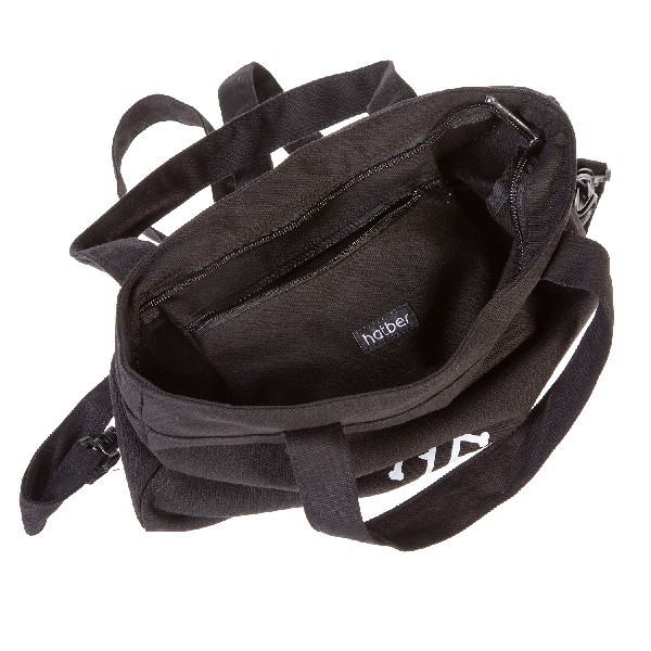 Сумка-шоппер-рюкзак Hatber Лазер Би (Laser B.) черная, на молнии, хлопок, 2 кармана Превью 4