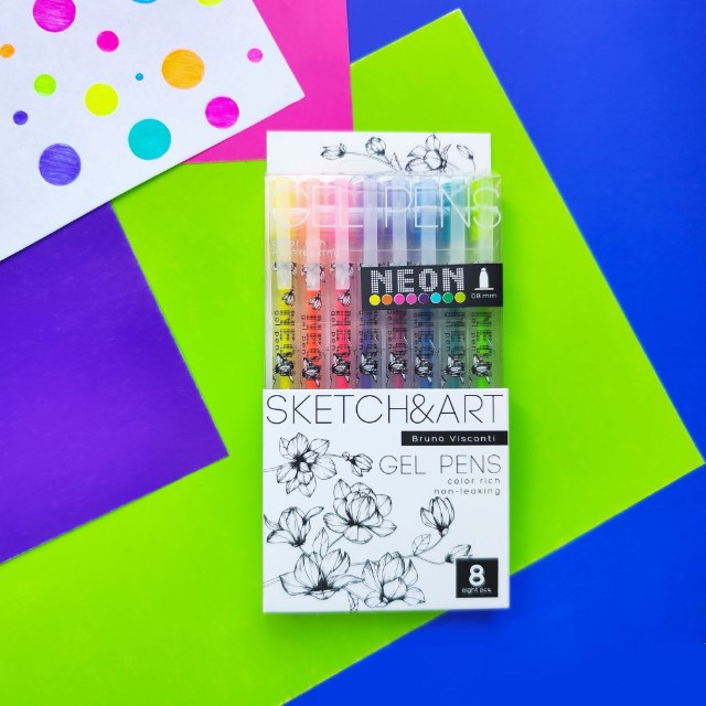 Ручки гелевые 8цв BV Sketch&Art Uni Write Neon,  0.8 мм Превью 4