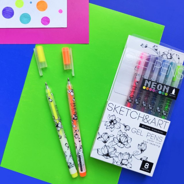 Ручки гелевые 8цв BV Sketch&Art Uni Write Neon,  0.8 мм Превью 3