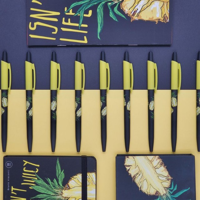 Ручка шариковая синяя BV HappyClick Fresh&Fruity Ананас 0,5мм принт Превью 1