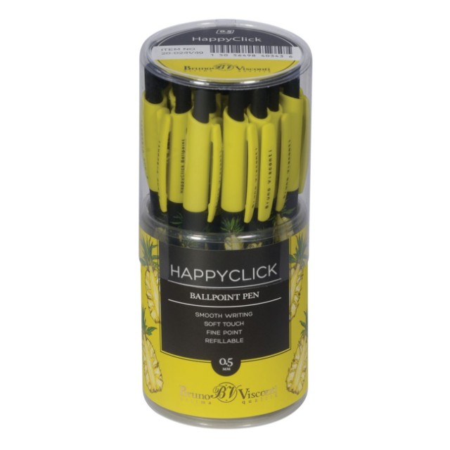 Ручка шариковая синяя BV HappyClick Fresh&Fruity Ананас 0,5мм принт Превью 6