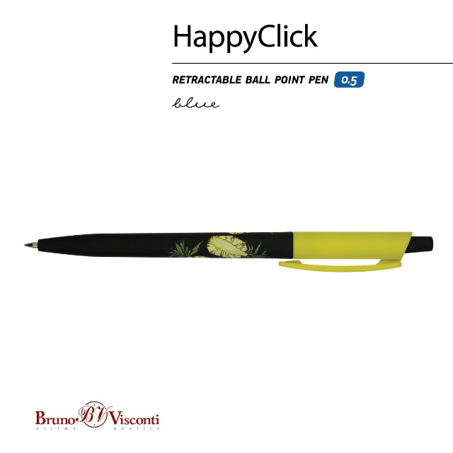 Ручка шариковая синяя BV HappyClick Fresh&Fruity Ананас 0,5мм принт Превью 4