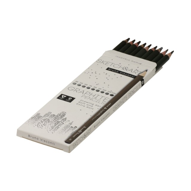 Карандаши ч/гр 9 шт разной твердости BV Sketch&Art 4B-14B Превью 1