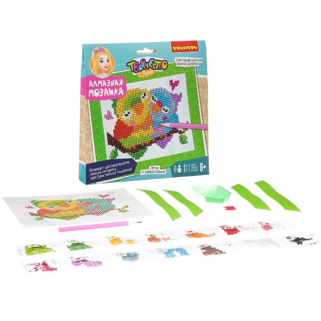 Творч Алмазная мозаика Попугаи - неразлучники Превью 1