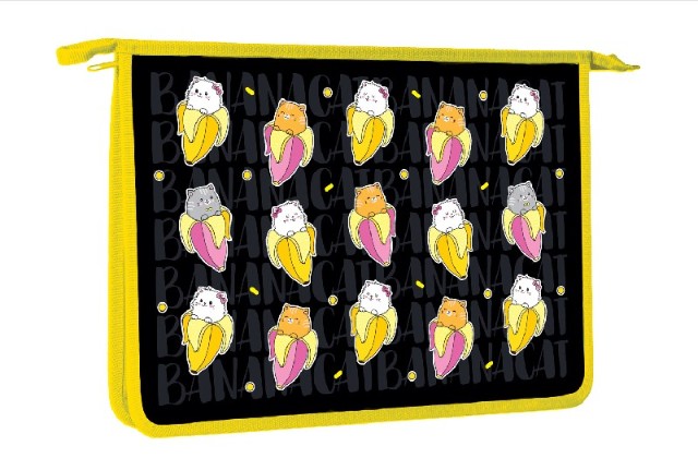 Папка для тетрадей А4 1отд на молнии Hatber Banana-cat Превью 1