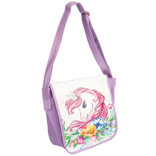 Сумка детская Сказочный единорог иск. кожа, почтальонка, 27х12 см. Превью 1