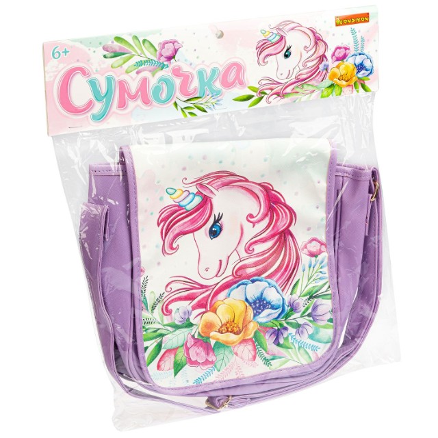 Сумка детская Сказочный единорог иск. кожа, почтальонка, 27х12 см. Превью 2