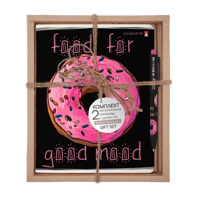 Набор подар BV Food in Black. Пончик Донатс (две тетради и ручка) Превью 1