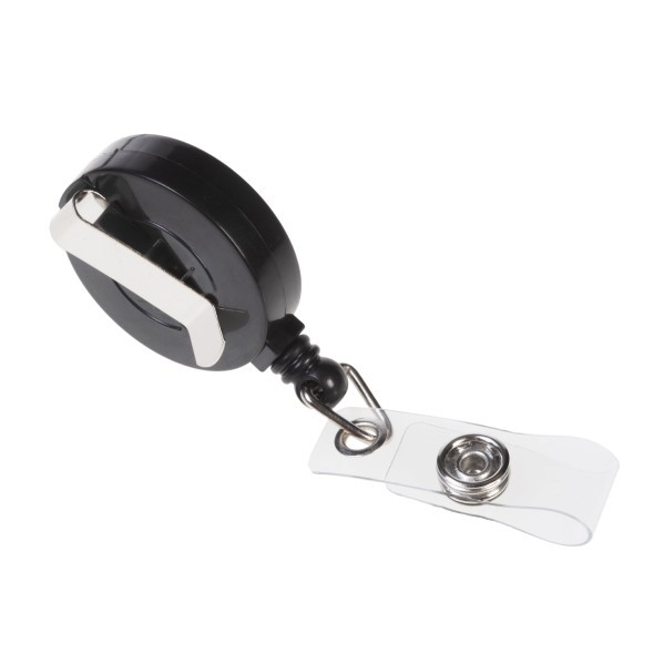 Держатель-рулетка для бейджа Hatber 70см,  петелька, с клипом, черный,  в блистере Превью 2