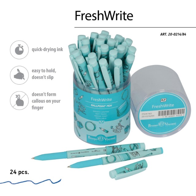 Ручка шариковая синяя BV FirstWrite Life Style.Turquoise dream 0,7мм принт Превью 2