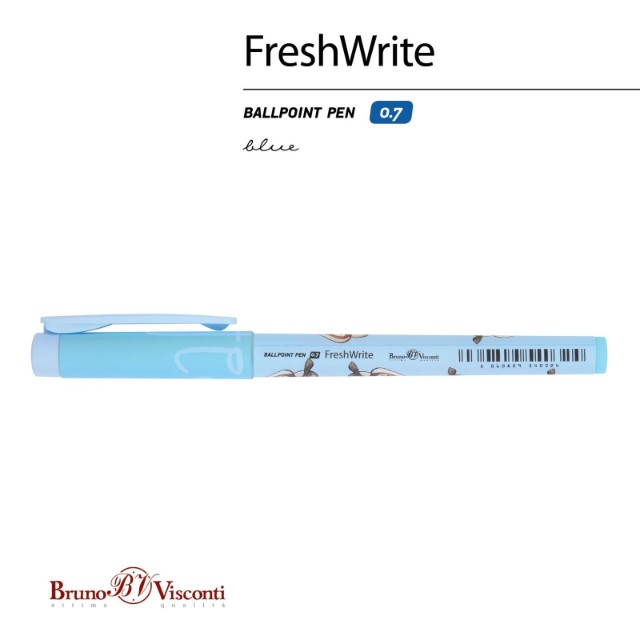Ручка шариковая синяя BV FirstWrite Кофемания. Тирамису 0,7мм принт Превью 3