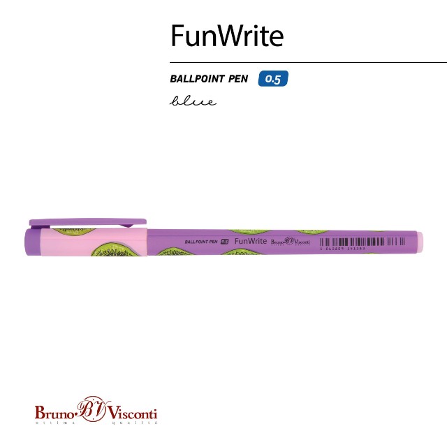 Ручка шариковая синяя BV FunWrite Fresh&fruity Киви 0,5мм принт Превью 1
