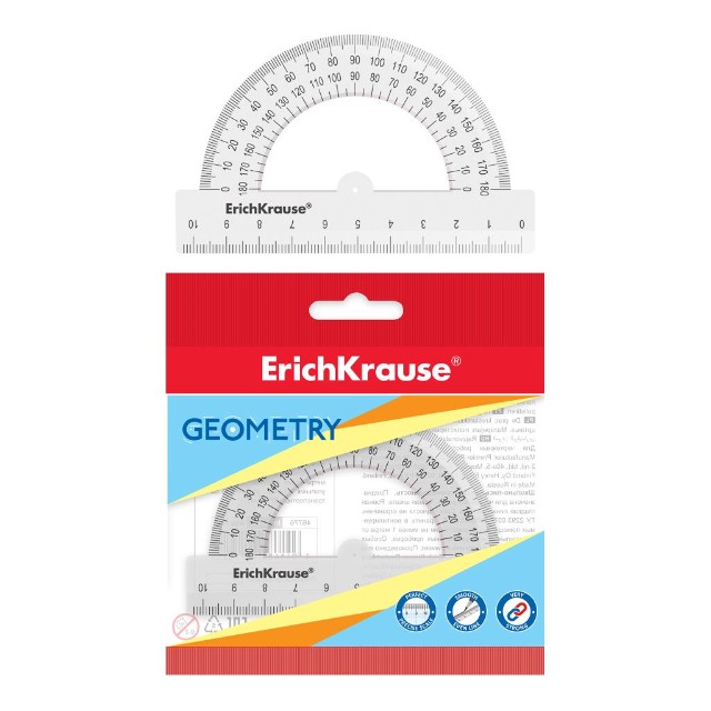 Транспортир 180гр с лин. 10см прозр EK Clear Превью 0