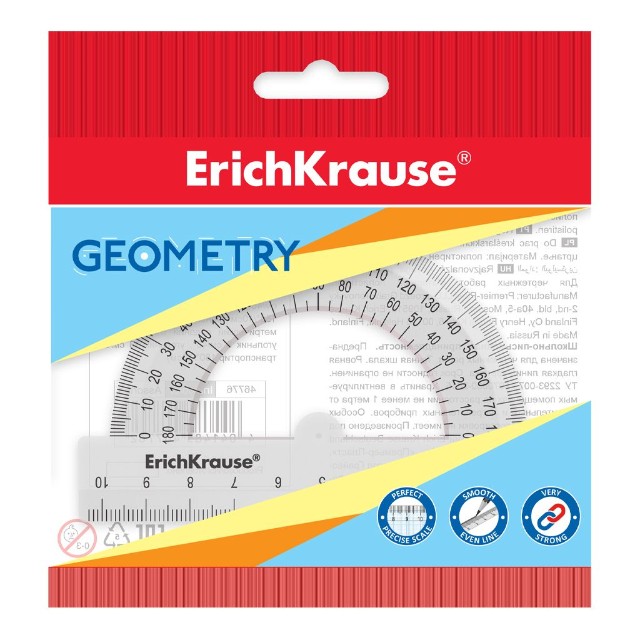 Транспортир 180гр с лин. 10см прозр EK Clear Превью 2