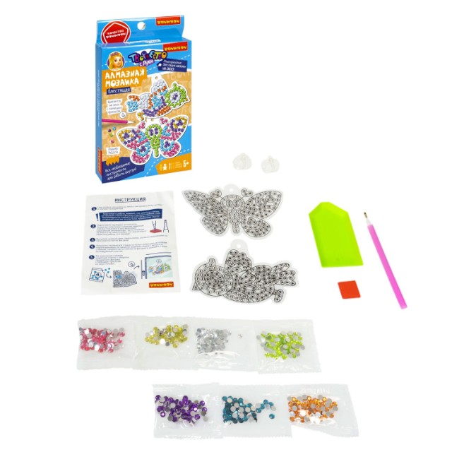 Творч Алмазная мозаика Наклейки на окно многоразовые Бабочка и птичка Превью 6