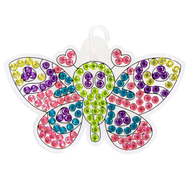 Творч Алмазная мозаика Наклейки на окно многоразовые Бабочка и птичка Превью 4