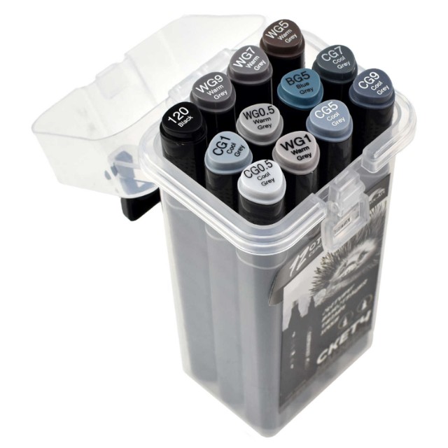 Маркеры д/скетчинга двуст 12цв 1-6,2мм оттенки серого цвета Превью 4