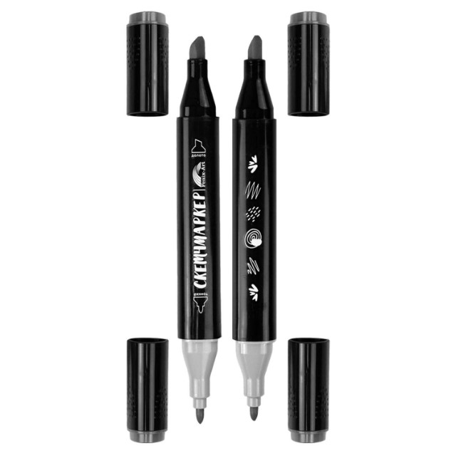 Маркеры д/скетчинга двуст 12цв 1-6,2мм оттенки серого цвета Превью 6