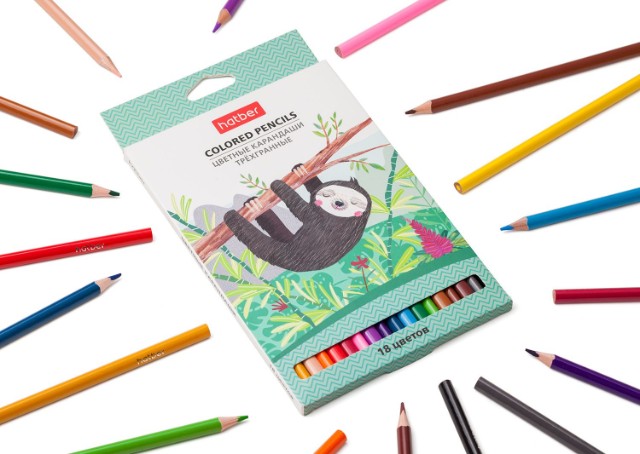 Карандаши цветные 18 цв Hatber Colora трехгран. к/к Превью 3