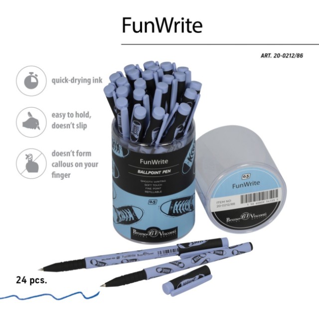 Ручка шариковая синяя BV FunWrite Кеды. Casual. Blue 0,5мм принт Превью 2