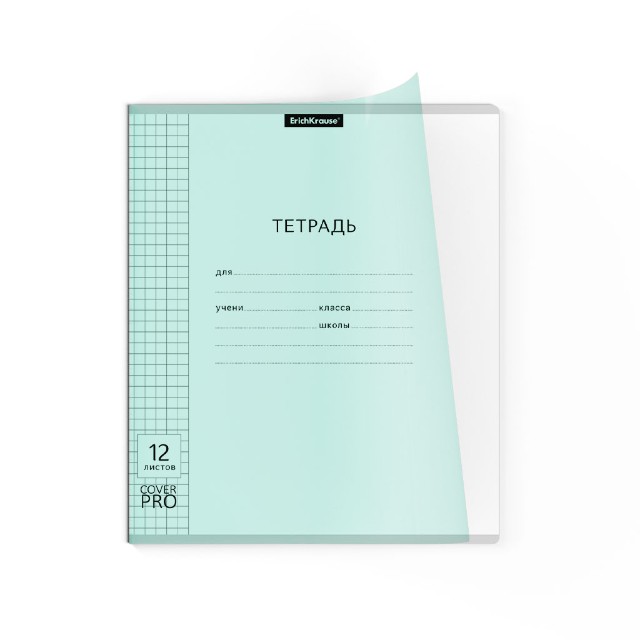 Тетрадь 12л клетка Однотонная. Мятная пласт обложка Превью 2