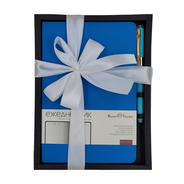 Набор подар BV Megapolis flex синий флуор ежедневник А5 + ручка