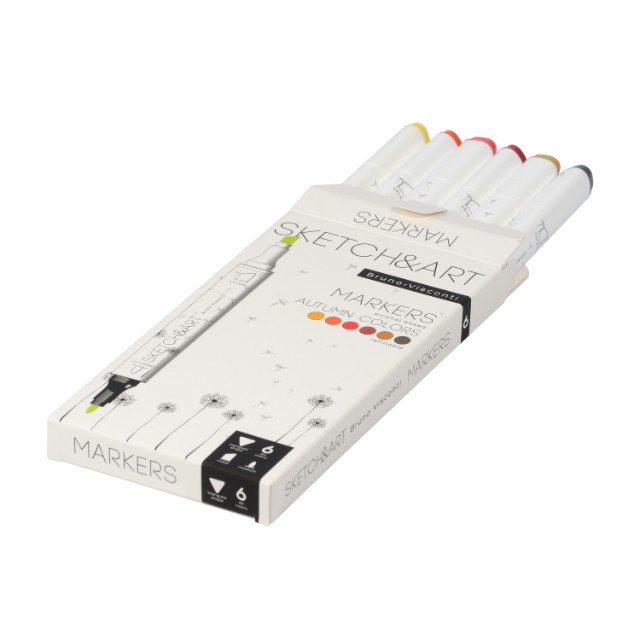 Маркеры д/скетчинга двуст 6цв 1-6мм BV Sketch&Art Осенний пейзаж Превью 1