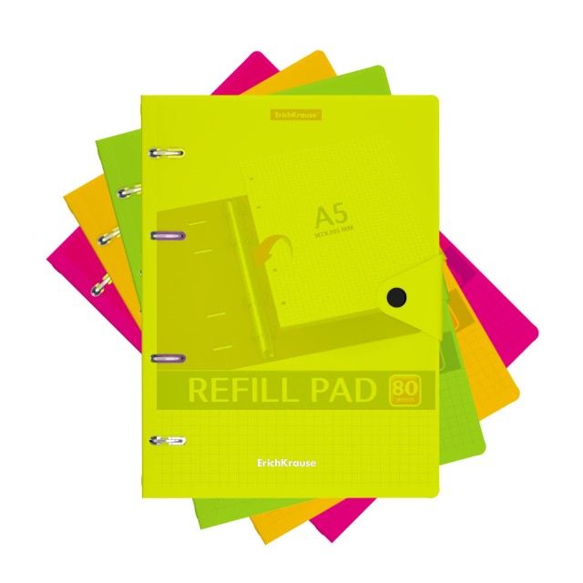 Тетрадь на кольцах пласт 80л EK Neon ассорти