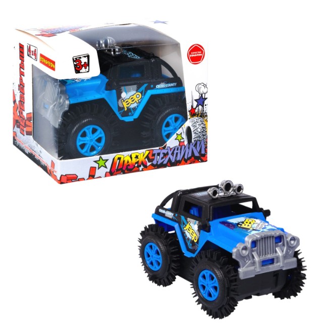 Машина Джип-перевёртыш 4WD на батарейках синий пласт Превью 4