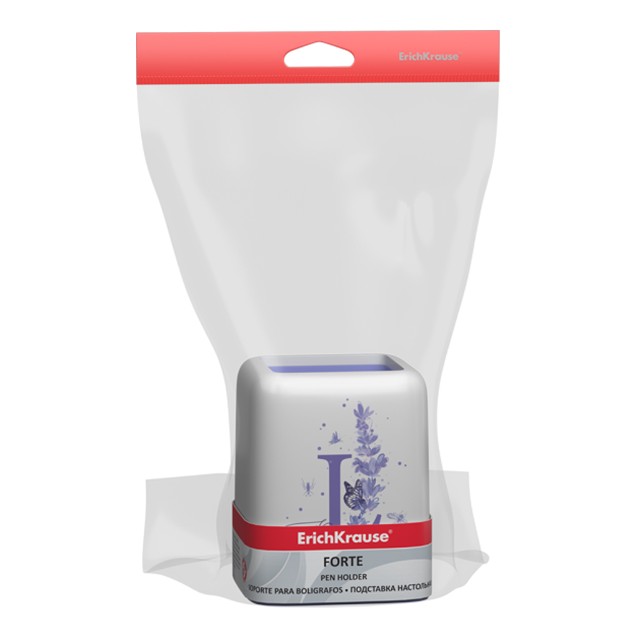 Подставка д/пиш. принадл. Стакан EK Forte Lavender белая с фиолетовой вставкой Превью 1