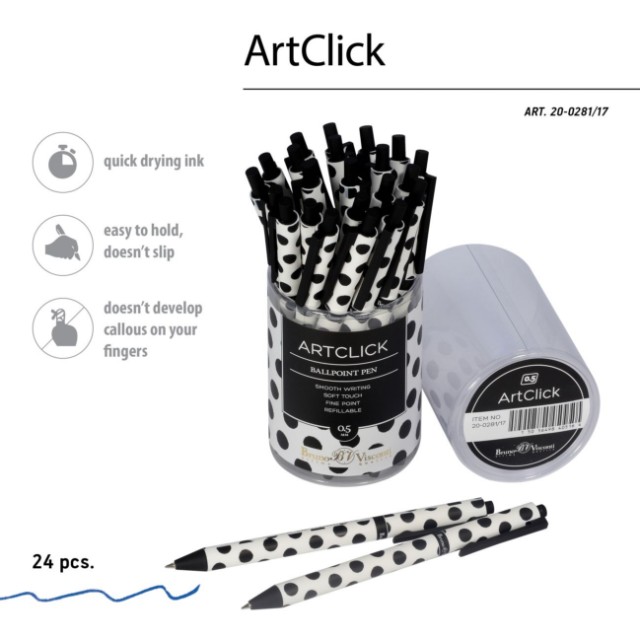 Ручка шариковая синяя BV ArtClick Black Polka Dots 0,5мм принт авт Превью 4