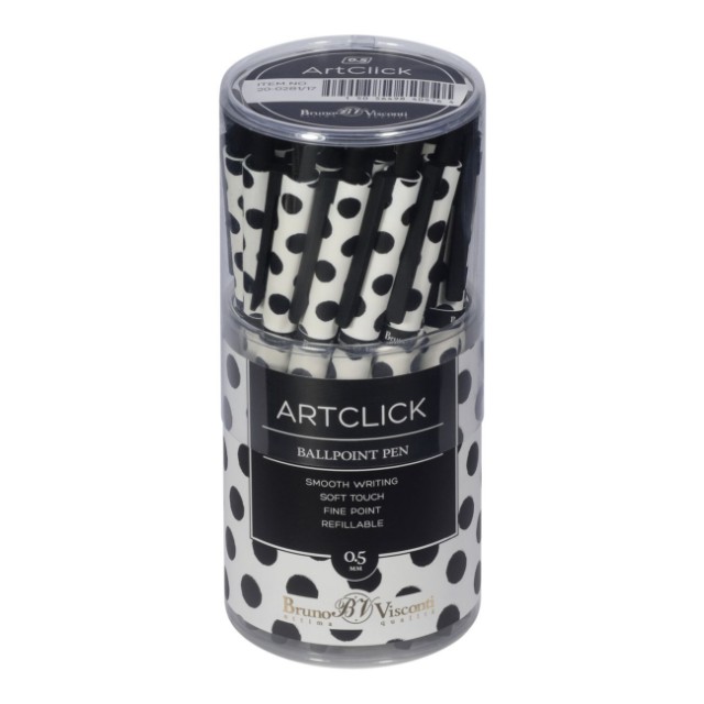 Ручка шариковая синяя BV ArtClick Black Polka Dots 0,5мм принт авт Превью 3