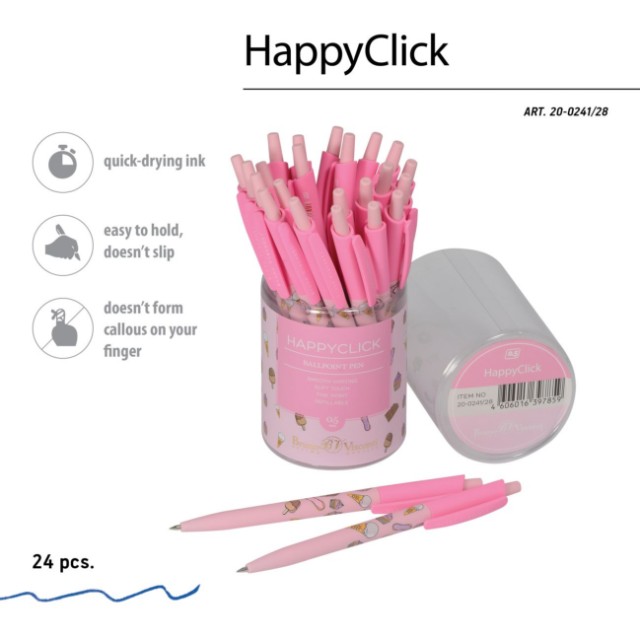 Ручка шариковая синяя BV HappyClick Пончики 0.5 автомат Превью 1
