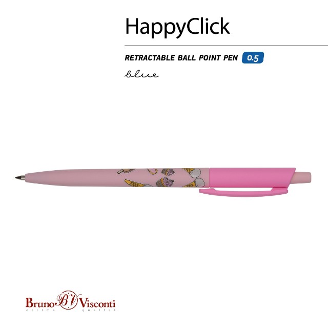 Ручка шариковая синяя BV HappyClick Пончики 0.5 автомат Превью 3