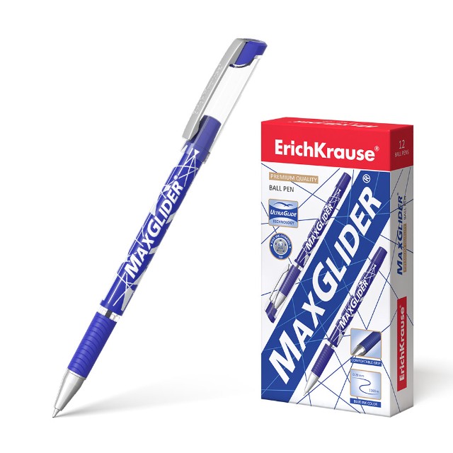 Ручка шариковая синяя EK MaxGlider, Ultra Glide Technology синий корпус 0,7мм Превью 3