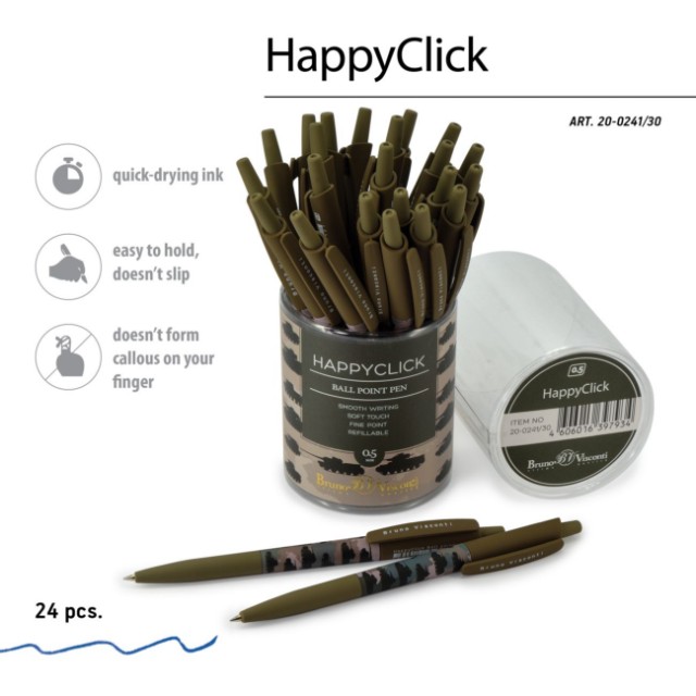 Ручка шариковая синяя BV HappyClick Танчики 0.5 автомат Превью 7