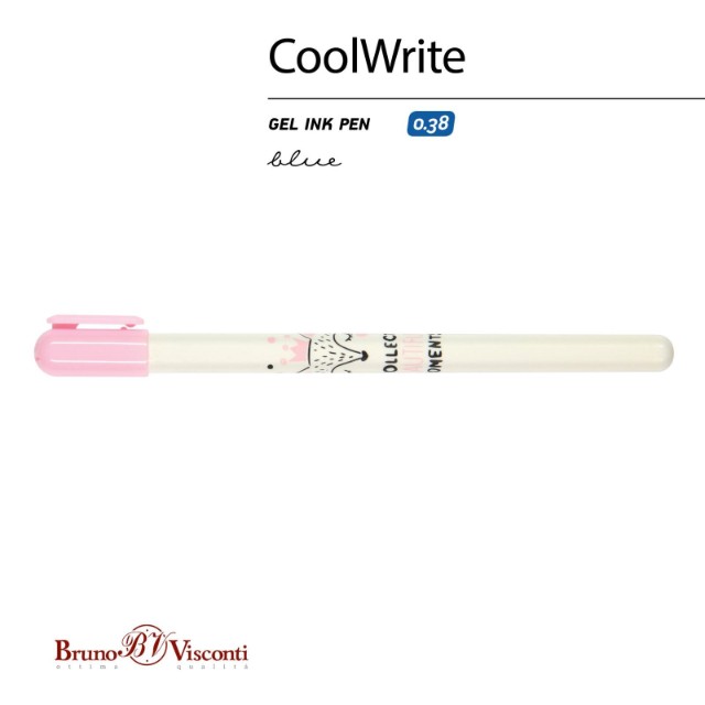 Ручка гелевая синяя BV CoolWrite Лисичка-Принцесса 0,38мм принт Превью 2