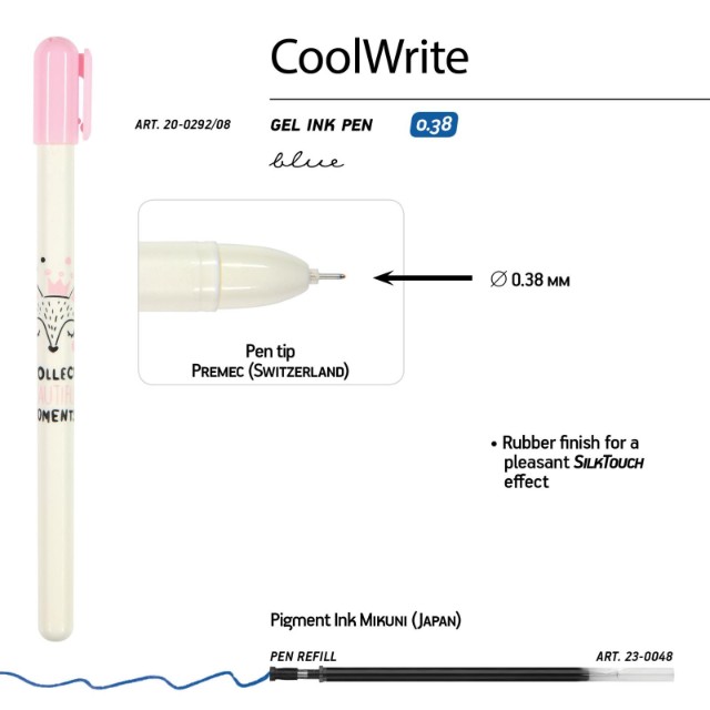 Ручка гелевая синяя BV CoolWrite Лисичка-Принцесса 0,38мм принт Превью 4