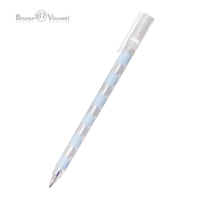 Ручка гелевая синяя BV UniWrite. Light blue polka dots 0,5мм