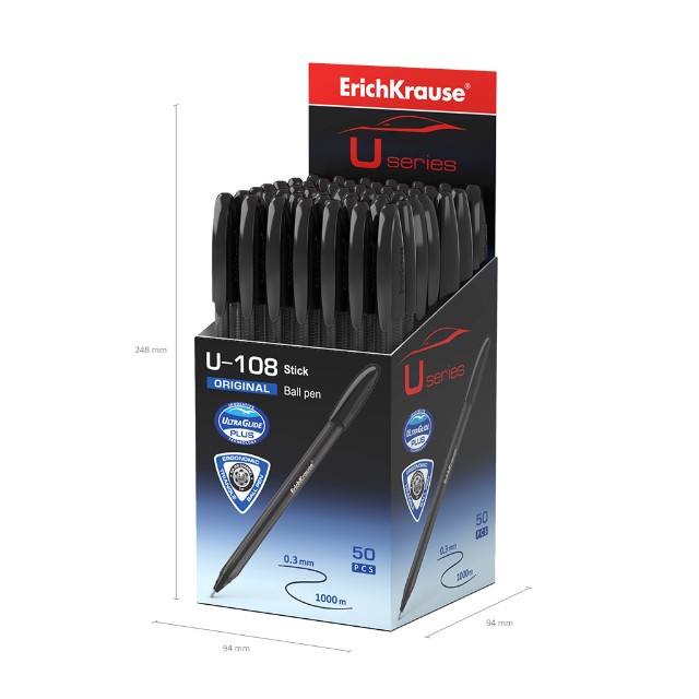 Ручка шариковая черная EK U-108 Original Stick 1.0, Ultra Glide Technology Превью 2
