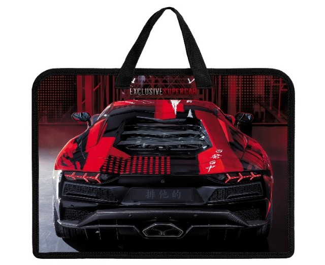 Сумка А4 пластик Hatber Supercar на молнии