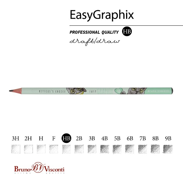 Карандаш ч/гр HB BV EasyGraphix Кот Британец принт б/ластика Превью 2