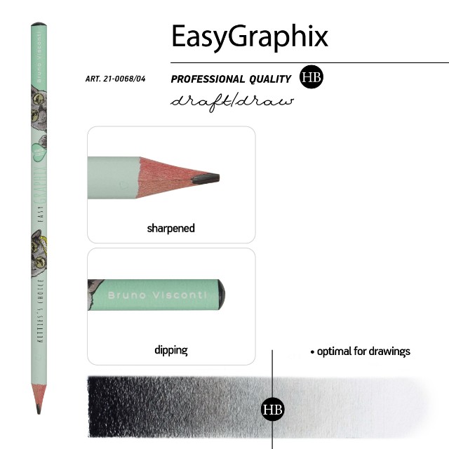 Карандаш ч/гр HB BV EasyGraphix Кот Британец принт б/ластика Превью 4