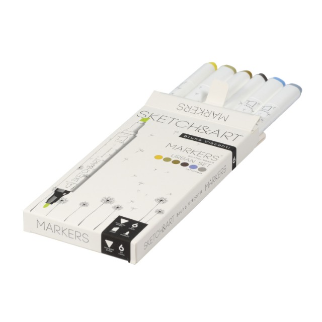 Маркеры д/скетчинга двуст 6цв 1-6мм BV Sketch&Art Архитектура Превью 1