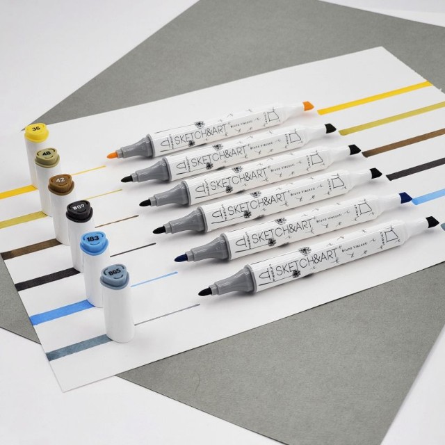 Маркеры д/скетчинга двуст 6цв 1-6мм BV Sketch&Art Архитектура Превью 2