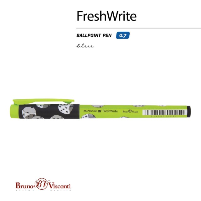 Ручка шариковая синяя BV FreshWrite Игры. Кубики 0,7мм принт Превью 2