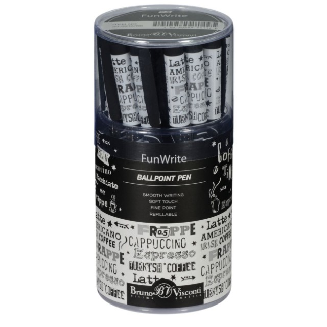 Ручка шариковая синяя BV FunWrite Coffee Time. Эспрессо 0,5мм принт Превью 2