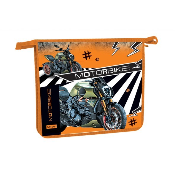 Папка для тетрадей А5 1отд на молнии Hatber Мотобайк